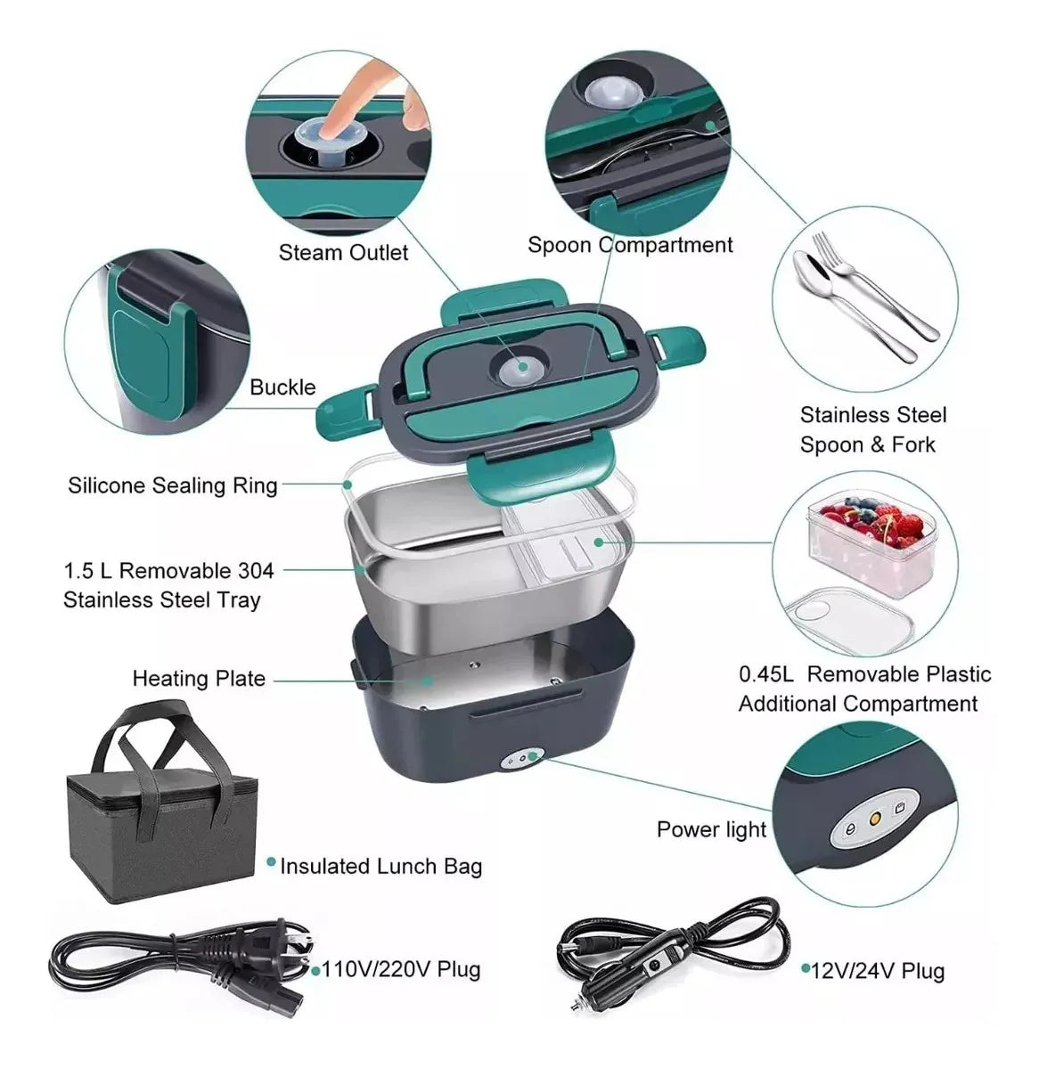 Lonchera Eléctrica Portátil acero